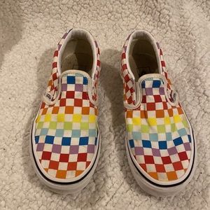 Little girl multi colored slip on Vans size 2.5
